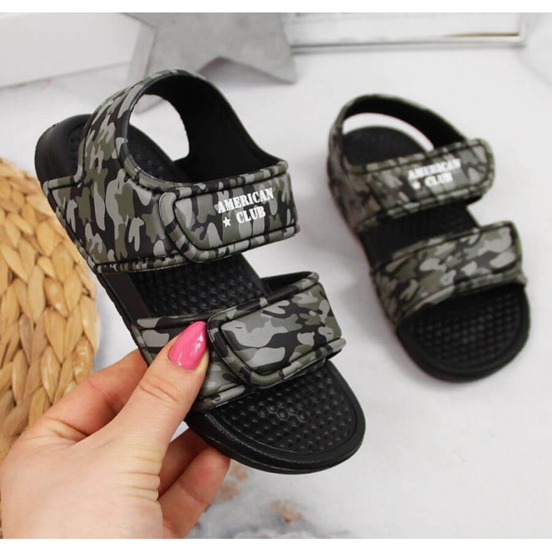 Sandales en mousse velcro American Club Jr AM881A camo vert 1
