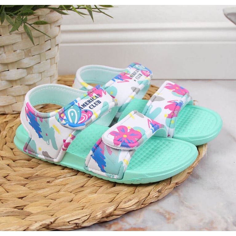 Sandales mousse velcro American Club Jr AM882B menthe bleu 2