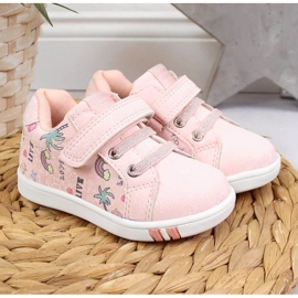 Chaussures de sport velcro American Club Jr AM883A rose 2