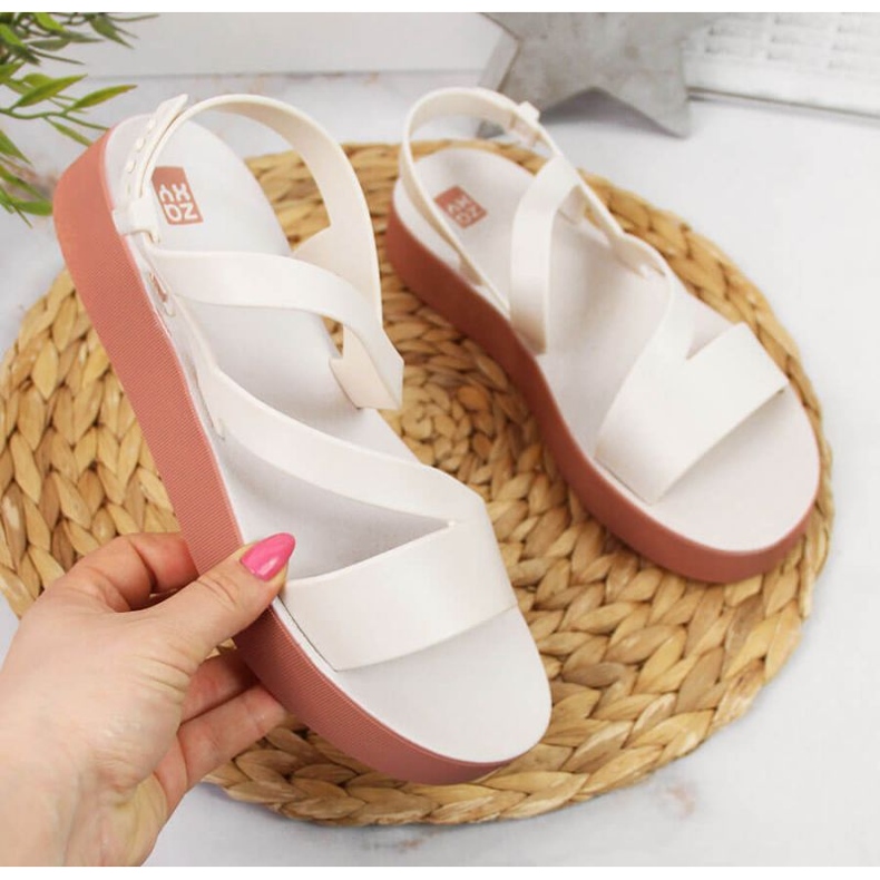 Isostar Zaxy W JJ285053 sandales romaines en caoutchouc crème beige écru 1