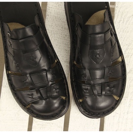 Pantoufles confortables en cuir noir pour hommes Łukbut 962 le noir 2