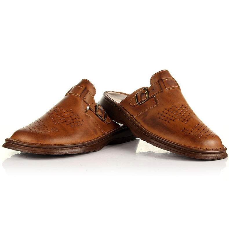 Łukbut Pantoufles confortables en cuir marron pour hommes Lukbut brun 1
