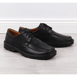 Chaussures en cuir noir pour hommes Łukbut 947 le noir 4