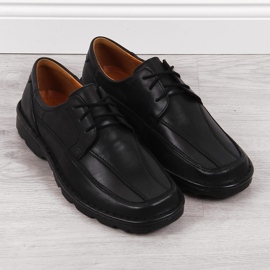 Chaussures en cuir noir pour hommes Łukbut 947 le noir 2