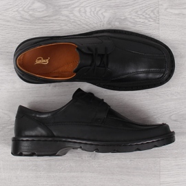Chaussures en cuir noir pour hommes Łukbut 947 1