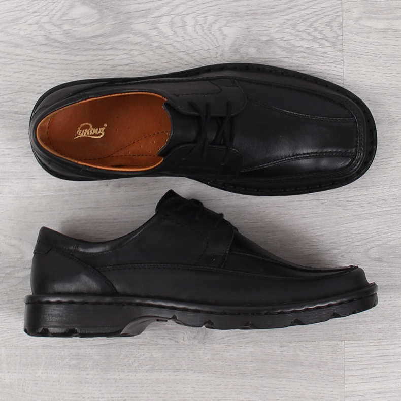Chaussures en cuir noir pour hommes Łukbut 947 1