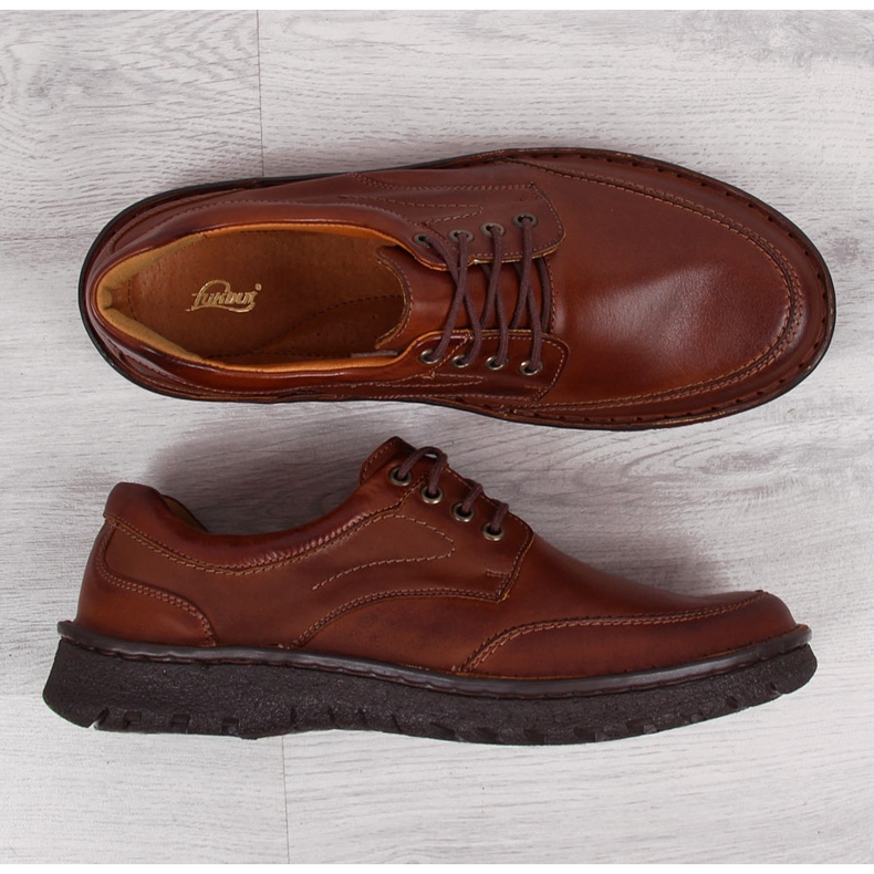 Chaussures décontractées en cuir marron pour hommes Łukbut 947 brun 1