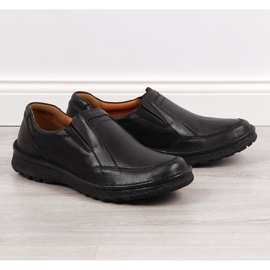 Chaussures à enfiler en cuir pour hommes, noir Łukbut 946 1