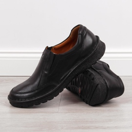 Chaussures à enfiler en cuir pour hommes, noir Łukbut 946 le noir 2