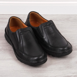 Chaussures à enfiler en cuir pour hommes, noir Łukbut 946 le noir 4