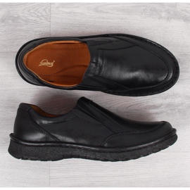 Chaussures à enfiler en cuir pour hommes, noir Łukbut 946 le noir 3
