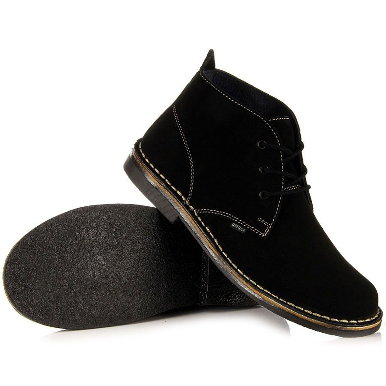 Bottes noires en cuir pour hommes Gregor 1