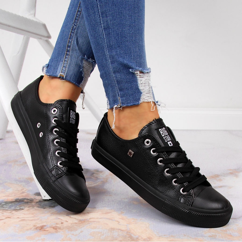 Baskets basses en cuir écologique noir Big Star V274871 le noir 2