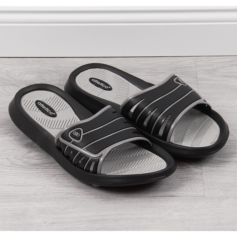 Chaussons en caoutchouc pour homme Atletico noirs 2