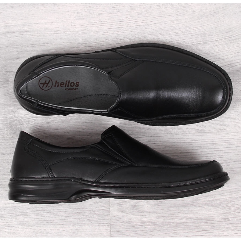 Chaussures confortables en cuir pour hommes noir Helios 871 le noir 1