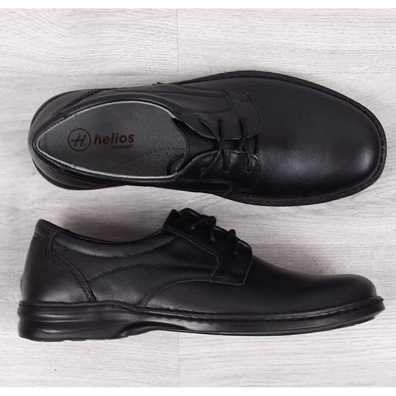 Chaussures confortables en cuir pour hommes noir Helios 872 le noir 1