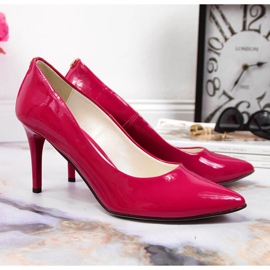Escarpins à talon aiguille laqués fuchsia Juma rose 3
