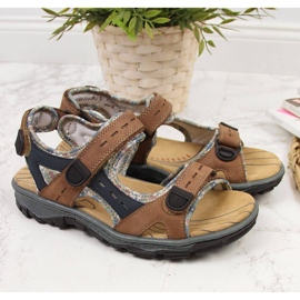 Sandales confortables en cuir pour femmes Rieker 68872-25 brun 4