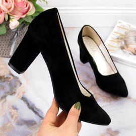 Escarpins sur le poteau en daim noir Monique 1