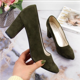 Escarpins sur le poteau en daim olive Monique vert 3