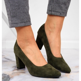 Escarpins sur le poteau en daim olive Monique vert 2
