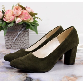 Escarpins sur le poteau en daim olive Monique vert 4