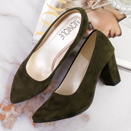 Escarpins sur le poteau en daim olive Monique vert 5
