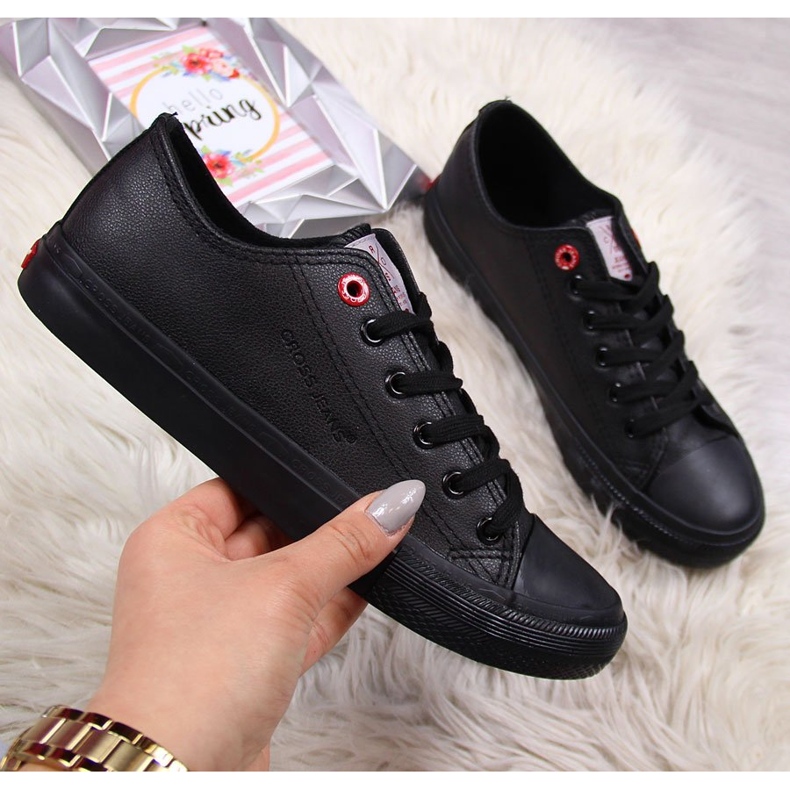 Baskets basses Cross Jeans noires en éco-cuir 1
