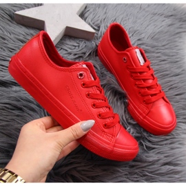 Baskets basses en cuir écologique rouge Cross Jeans DD2R4032 2