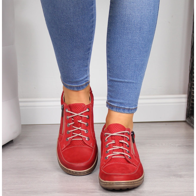 Chaussures femme en cuir avec fermeture éclair rouge Helios 357 1 Chaussures femme en cuir avec fermeture éclair rouge Helios 357 1