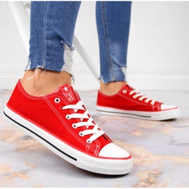 Baskets basses en textile rouge NEWS 2