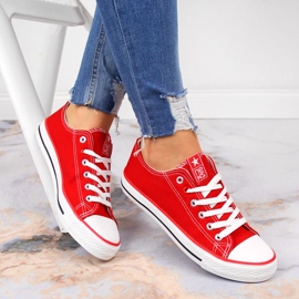 Baskets basses en textile rouge NEWS 1