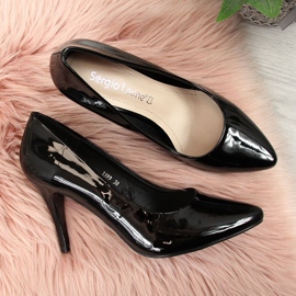 Escarpins sur un talon aiguille verni noir Sergio Leone 2