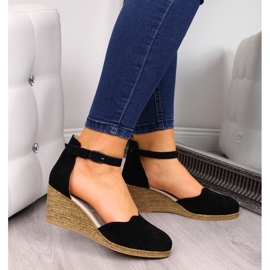 Sandales pour femmes en cuir sur un coin noir Filippo le noir 4