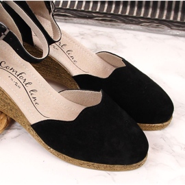 Sandales pour femmes en cuir sur un coin noir Filippo le noir 3