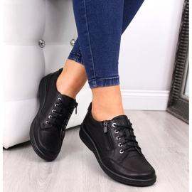 Chaussures femme en cuir avec fermeture éclair noir Helios 357 1