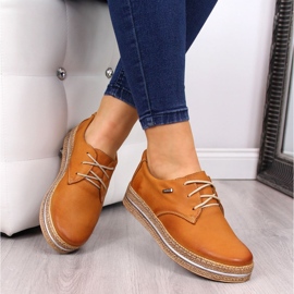 Chaussures femme en cuir à plateforme marron clair Helios 380 brun 1