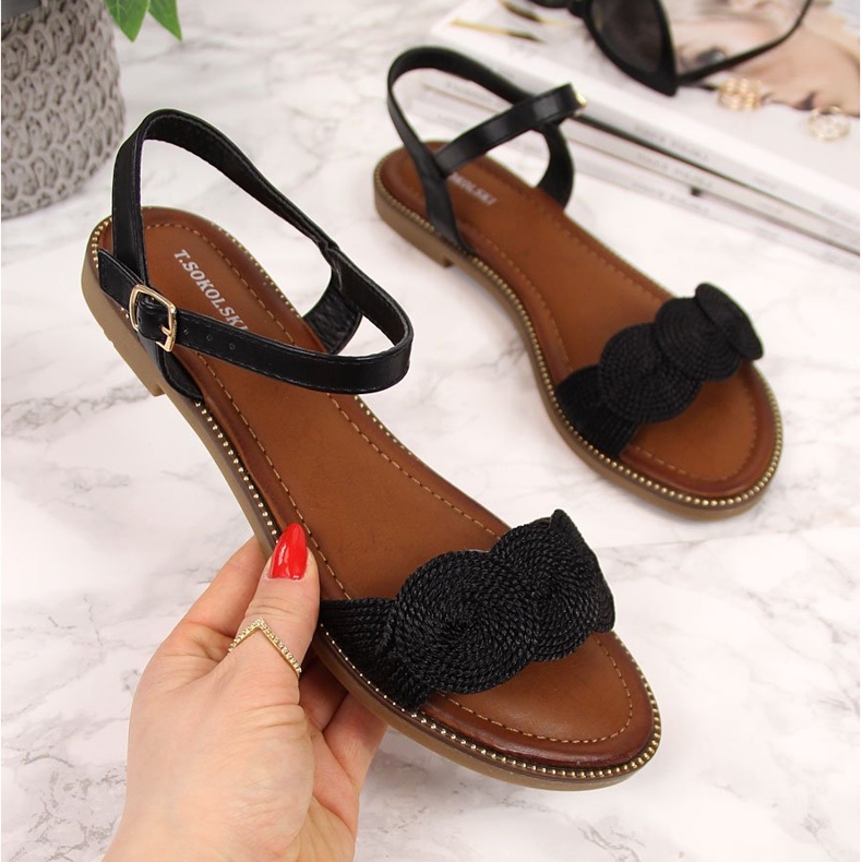 Sandales plates noires femme T.Sokolski 2