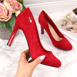 Escarpins sur un pilier en daim Sergio Leone rouge 1
