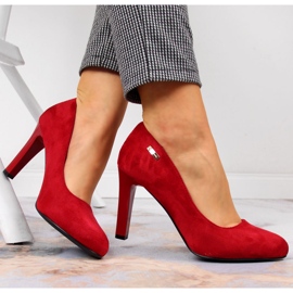 Escarpins sur un pilier en daim Sergio Leone rouge 3