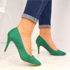 Escarpins sur un stiletto Sergio Leone en daim vert 4