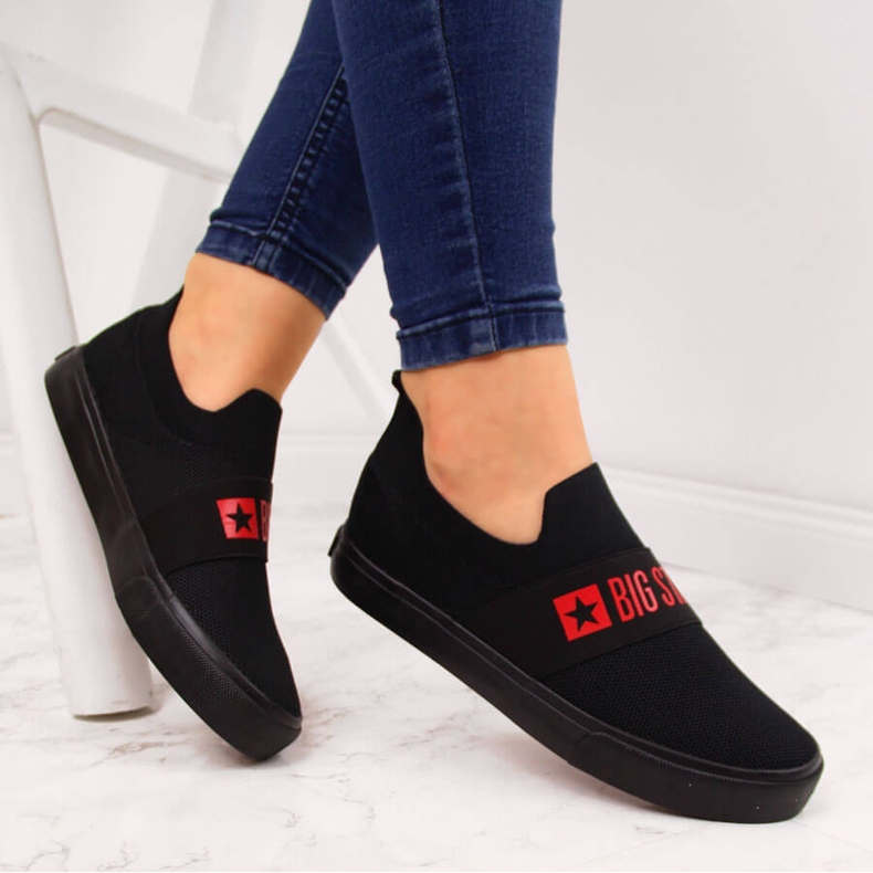 Baskets noires à enfiler pour femmes Big Star FF274221 noires 1