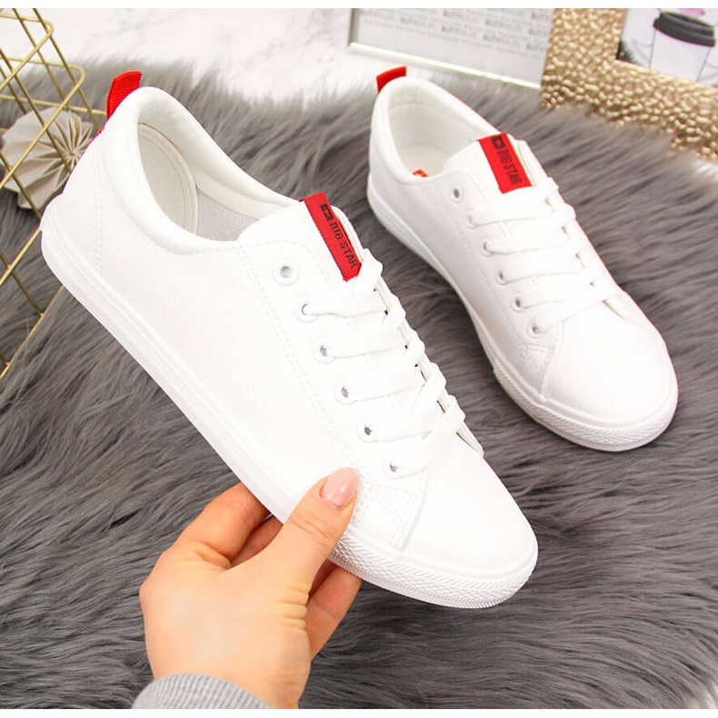 Baskets basses en cuir écologique blanc Big Star DD274685 2