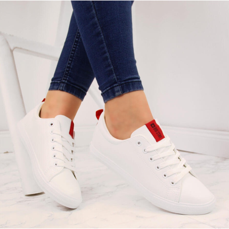 Baskets basses en cuir écologique blanc Big Star DD274685 1
