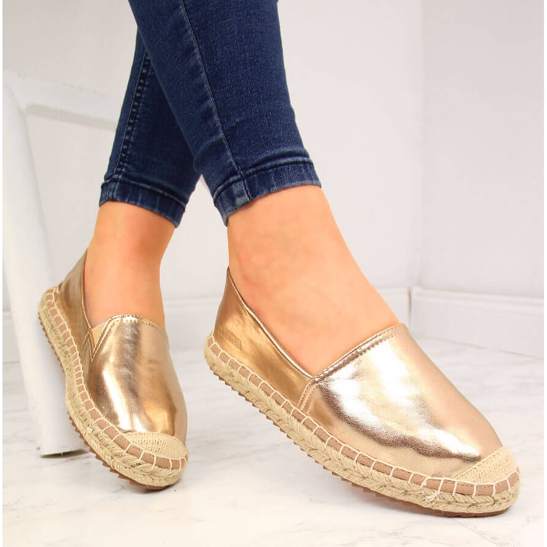 Espadrilles pour femmes en cuir écologique, doré Big Star HH274503 1