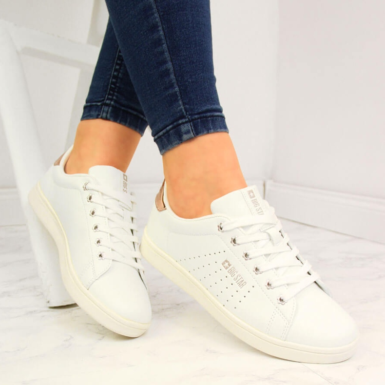 Baskets basses en cuir écologique blanc Big Star DD274583 1