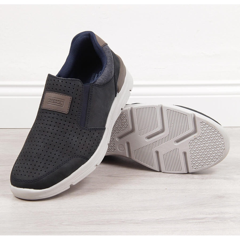 Chaussures homme en cuir ajouré, bleu marine Rieker 16455 2 Chaussures homme en cuir ajouré, bleu marine Rieker 16455 2