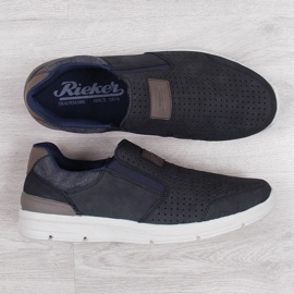 Chaussures homme en cuir ajouré, bleu marine Rieker 16455 1 Chaussures homme en cuir ajouré, bleu marine Rieker 16455 1