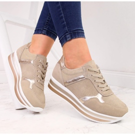 Baskets femme en cuir sur plateforme Filippo beige 1 Baskets femme en cuir sur plateforme Filippo beige 1