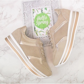 Baskets femme en cuir sur plateforme Filippo beige 2 Baskets femme en cuir sur plateforme Filippo beige 2